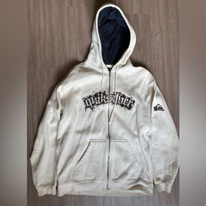 Vintage Y2K Quicksilver Hoodie Zip up Sleeve Hit Big Logo Medium